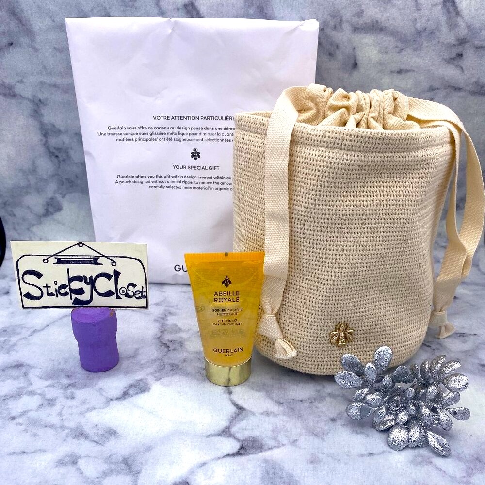 Guerlain Abeille Royale Skincare Set-Beige Pouch&Honey Cleansing Foam-2pc-NEW